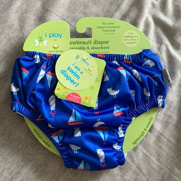 Reusable Swim Diaper 18 Months Baby Boy Absorbent UPF 50+ Toddler I Play - Picture 1 of 9